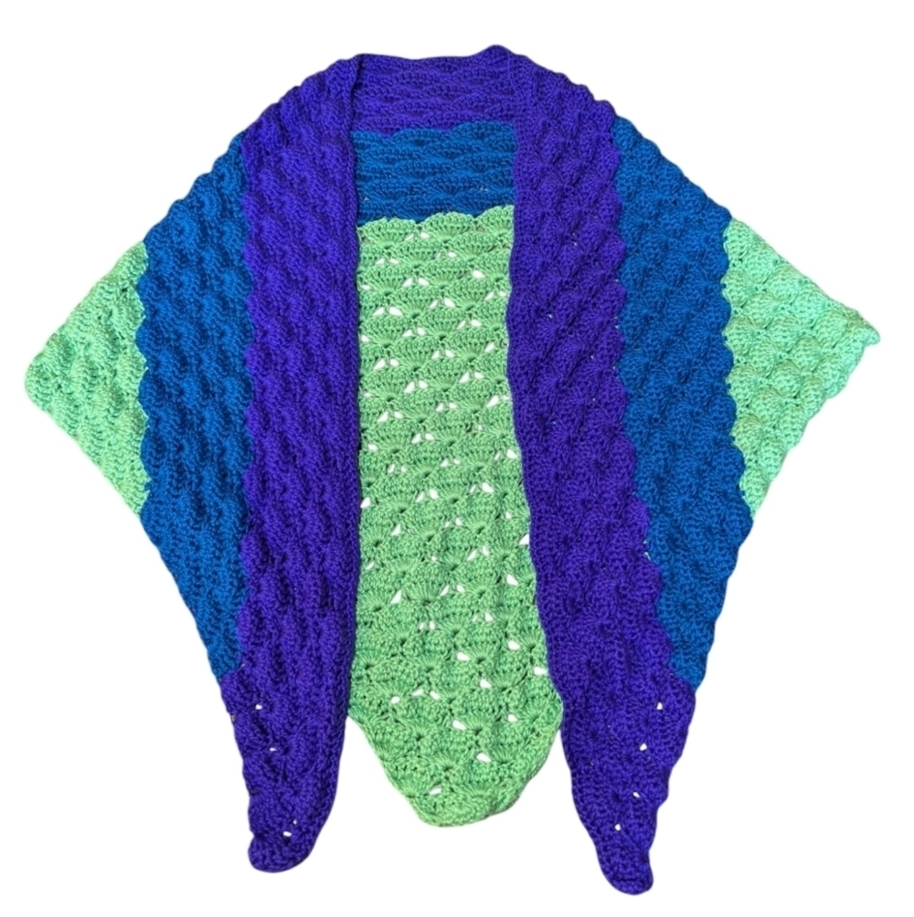 Handmade Wrap Crocheted Colorful Triangle Shawl 35x80